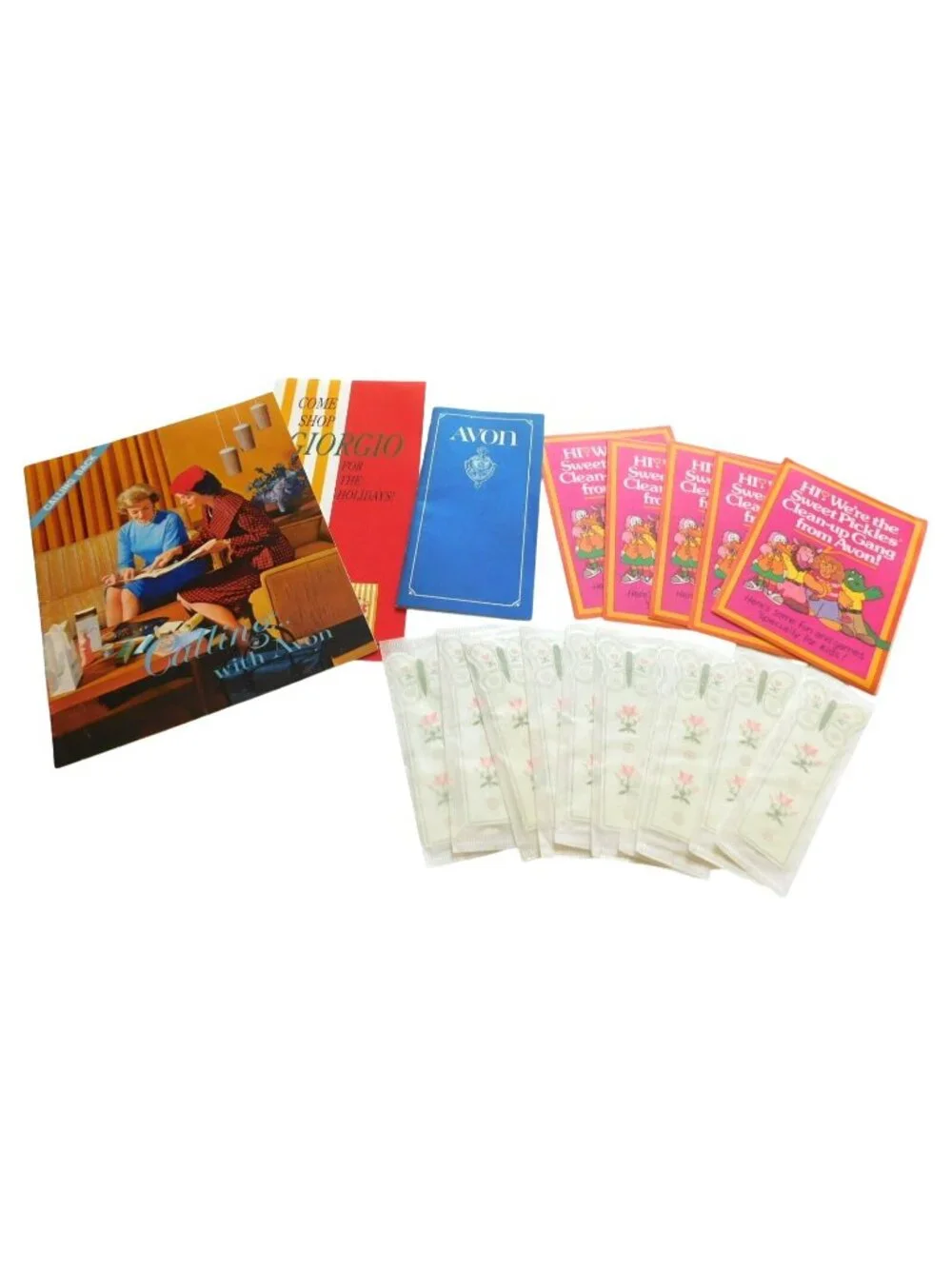 Vintage Avon Ephemera Lot Brochures Sweet Pickles Kids Activity Floral Bookmarks